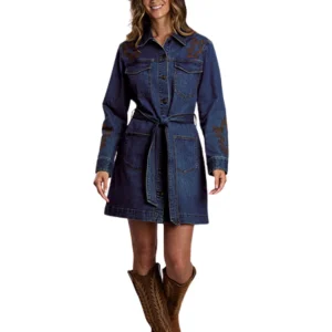 Robe-chemise en denim boutonnée - Femme