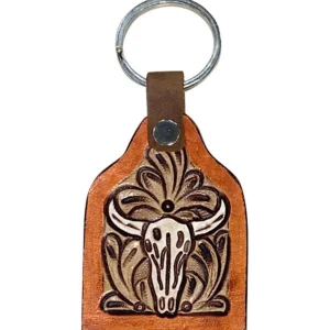 Porte clé 'Cow Tag' en cuir peint