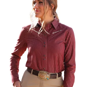 Chemise Western à rayures brillanet broderies - Femme