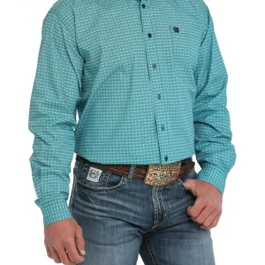 Chemise western à médaillons Turquoise - Homme