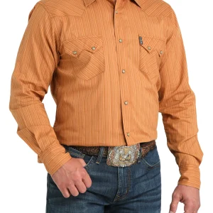 Chemise Western à Rayures Rouille - Homme