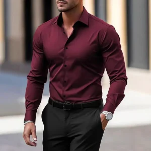 Chemise homme à manches longues, coupe cintrée