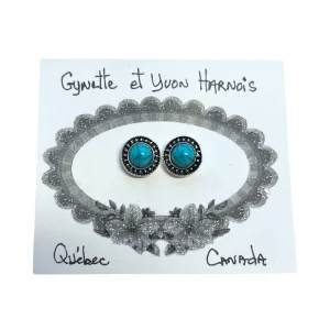 Boucles d'oreilles Pierre ronde détaillée