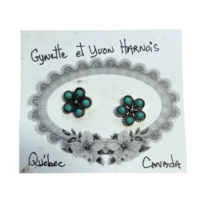 Boucles d'oreilles fleurs en pierres turquoises