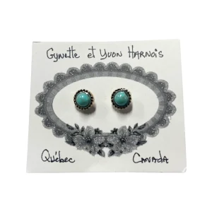Boucles d'oreilles western Pierre Turquoise avec détails