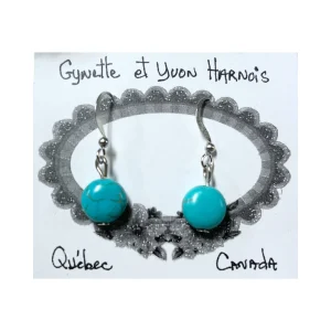 Boucles d'oreilles pendantes Pierre Turquoise