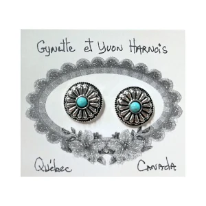 Boucles d'oreilles Fleur Ronde turquoise